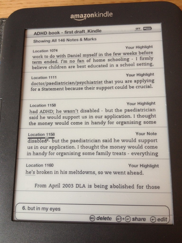 proofreading on a kindle