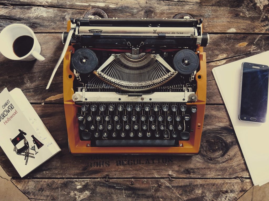 A typewriter, an old-fashioned way of being able to write a book